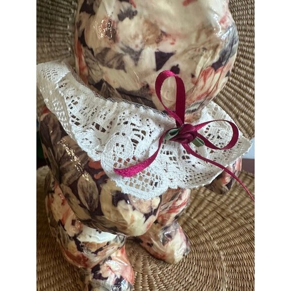 Vintage papier-mâché floral Easter bunny,  coin Bank - Picture 3 of 12